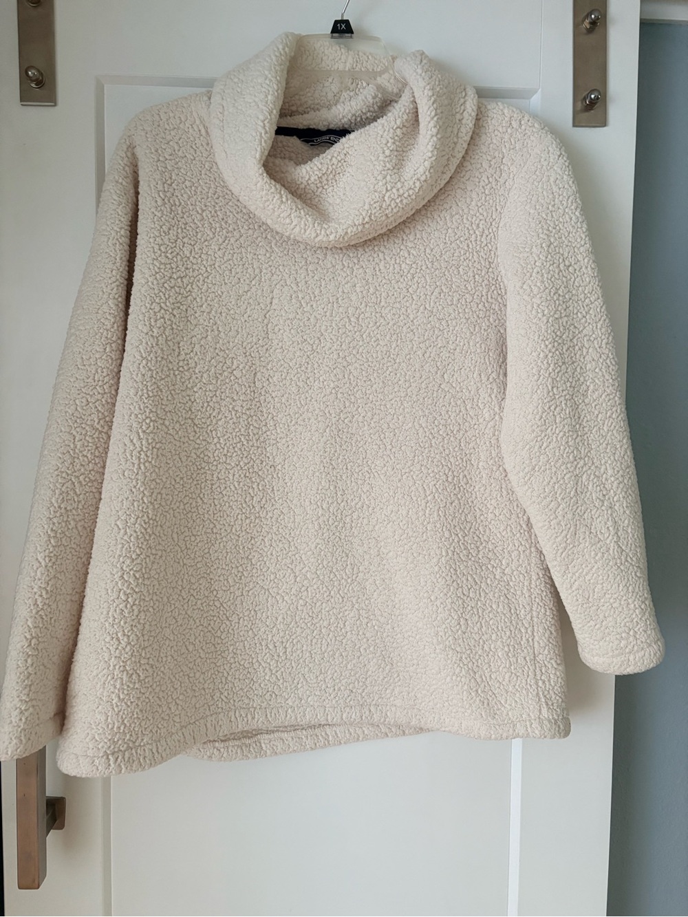 Lands End Cozy Cream Sherpa Cowl-Neck Sweater